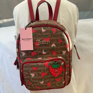 Juicy Couture Brown Backpack with Strawberry Accents